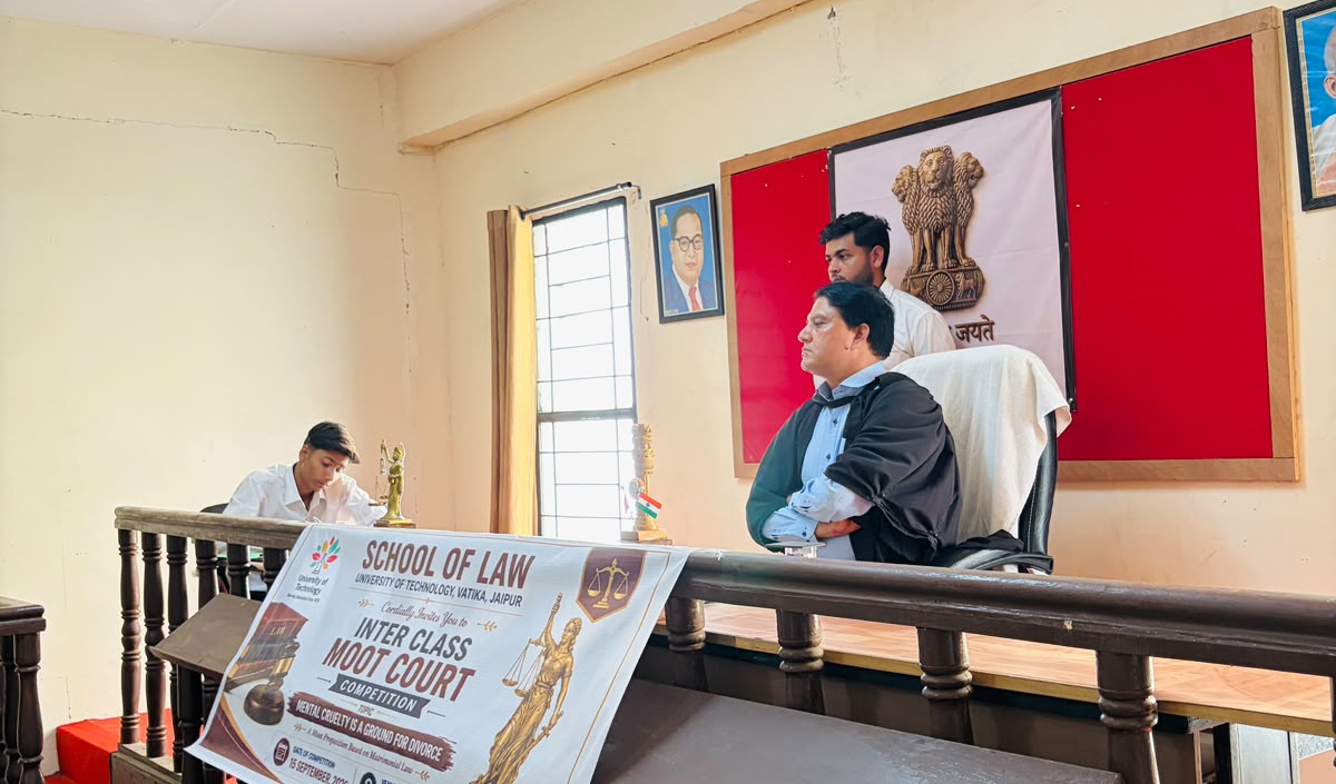 यूनिवर्सिटी ऑफ टेक्नोलॉजी, जयपुर में ‘मानसिक क्रूरता तलाक का आधार है’ विषय पर इंटर-क्लास मूट कोर्ट प्रतियोगिता आयोजित