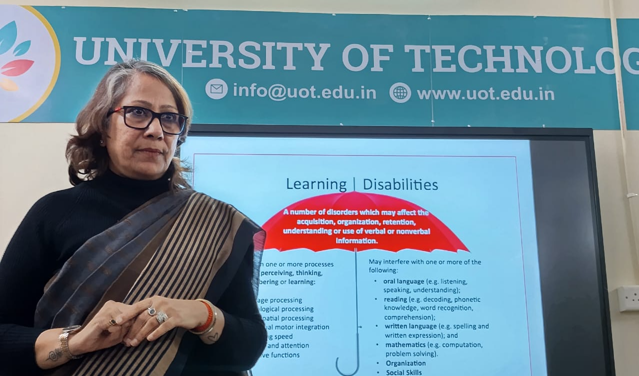 यूनिवर्सिटी ऑफ़ टेक्नोलॉजी,वाटिका जयपुर में विशिष्ट अधिगम अक्षमता पर महत्वपूर्ण व्याख्यान का सफल आयोजन